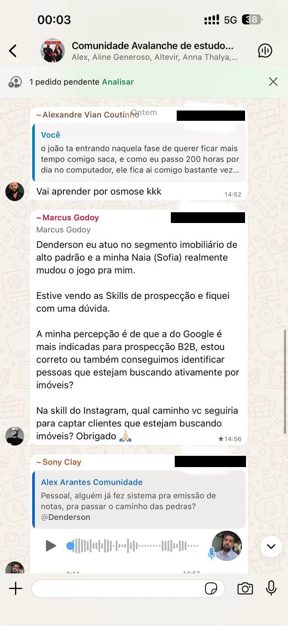 Print inteiro do celular com o depoimento 6 de 10 de um membro da comunidade
